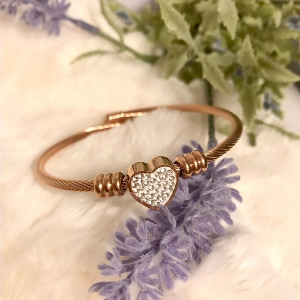 Heart Rose Gold Stainless Steel Bracelet